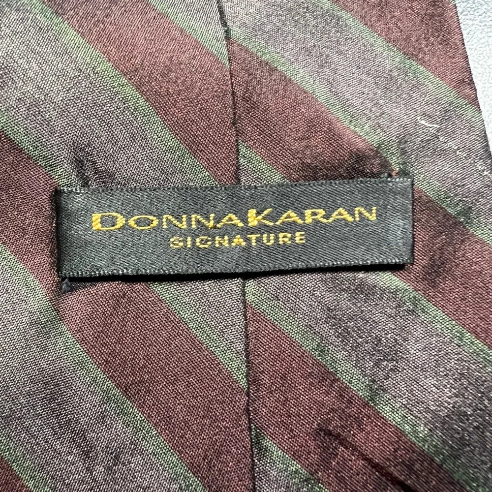 Donna Karan Mens Tie Necktie Multicolor Stripe 100% Silk Tied Classic USA Short